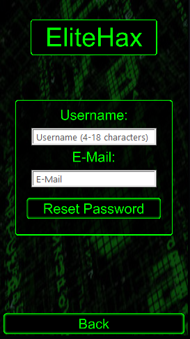 Password Reset Screen